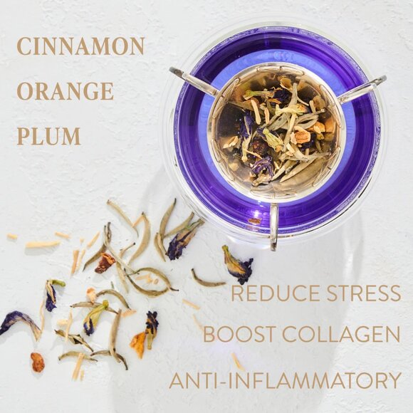 NEW! MAGIC HOUR SAPPHIRE WHITE TEA IN VIOLET GLASS APOTHECARY JAR 60-75 CUPS - Picture 2 of 6